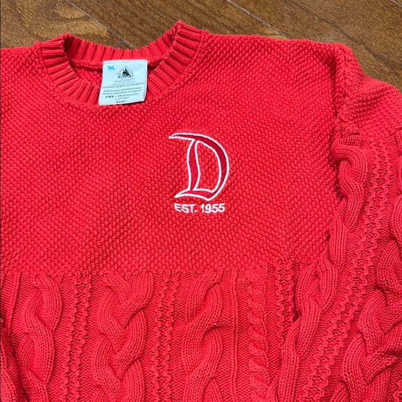 Disney 2023 Holiday Red Cable Knit Sweater Spirit Jersey with Disneyland Logo - Picture 3 of 8